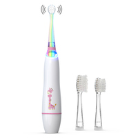 Brosse à dents électrique sonique pour enfants OEM, fonctionnant sur piles, 16000 VPM, vibrations douces, poils doux, 0-3 ans, étanche IPX7