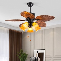 Ventilateur de plafond rétro américain à 5 pales avec éclairage LED de 42 pouces, moteur AC en fer et contrôle à 3 vitesses