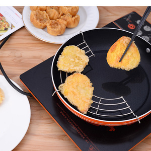 ชั้นวางกรองน้ำมันสแตนเลส ชั้นวางน้ำมันแบบพับได้ครึ่งวงกลม อุปกรณ์ครัวพร้อมฝาครอบป้องกัน ชั้นวางระบายน้ำมันทอด - Product Image 1