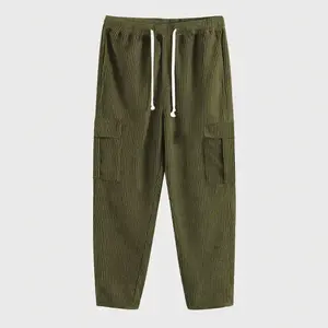 Sunton vente en gros Pantalon cargo multi-poches avec cordon de serrage Pantalon cargo grande taille à ourlet serré Pantalon cargo en velours côtelé