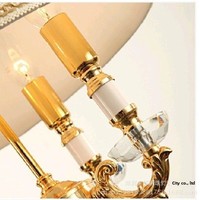 Lampe de table de luxe de style européen moderne Bao Hui Ming Zhu, abat-jour en tissu, commande par bouton, utilisation hôtelière, grande taille, vente en gros par pièce