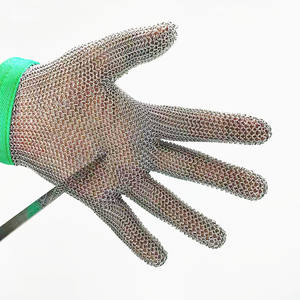 Paslanmaz çelik et işleme kesmeye dayanıklı eldivenler/5 parmak zinciri posta Anti kesim çalışma eldiven - Product Image 4