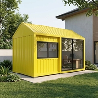 Maison conteneur jaune vif préfabriquée modulaire, mini-maison à toit en pente, maison d'appoint, studio pour jardin