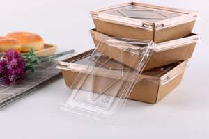 Cajas <span class=keywords><strong>de</strong></span> Papel Kraft Transparentes Personalizadas para Llevar Comida, Ensaladas <span class=keywords><strong>de</strong></span> Verduras y Almuerzos - Product Image 5