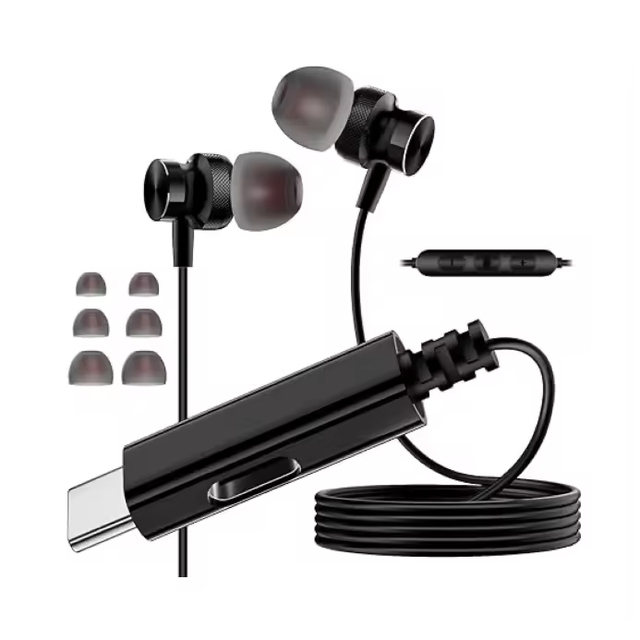 Audio Power Magnetic USB-C Headphones with Dual Port Charging In-Ear Wired Earphones Headphones for Phone Music Wired Earbuds