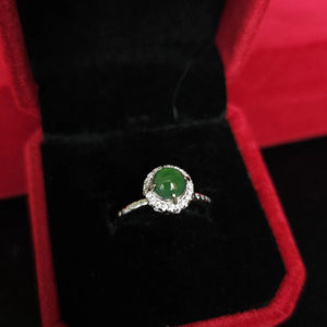 Bague de Mariage de Luxe en Jadeite Naturelle Type Diamant, Plaqué Argent 925, Réglable, Certifiée NGIC, Collection Jadeite Paradise Fashion - Product Image 2