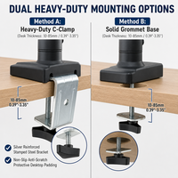 Support de moniteur en acier et aluminium, colonne centrale haute, fixation au bureau pour écran d'ordinateur