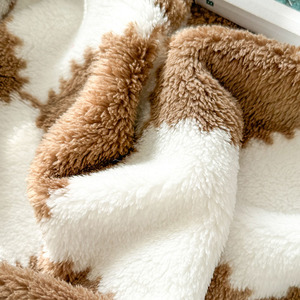Rắn màu siêu vua nữ hoàng Kích thước màu đen trắng rô flannel lông cừu Chăn văn phòng nhà hai mặt sang trọng dày chăn ấm - Product Image 6