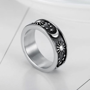 yunnique Star Moon Sun <b>Ring</b> <b>Titanium</b> Steel Unisex Bohemian Couple <b>Ring</b> Gift Fashion Jewelry - Product Image 1