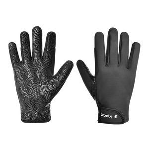 Gants d'équitation à doigts entiers avec paume en silicone antidérapante pour usage équestre en plein air, noir, unisexe, SMLXL - Product Image 2