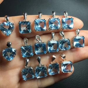 Penjualan laris liontin <span class=keywords><strong>Topaz</strong></span> biru alami Swiss 925 bertatahkan perak Tubuh Murni potongan Milenium Perhiasan liontin biru laut dalam - Product Image 5