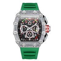 Montre homme ONOLA 6827Q, luxe, sport, cadran carré en verre, quartz, boîtier en alliage, bracelet en caoutchouc
