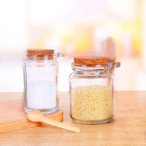 <span class=keywords><strong>Bouteille</strong></span> de rangement ronde en verre de 250ml, pot à pudding avec couvercle en liège et cuillère en bois pour pots de rangement de <span class=keywords><strong>cuisine</strong></span>, vente en gros - Product Image 6