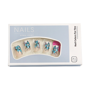 <span class=keywords><strong>Faux</strong></span> ongles carrés bleus à motif floral, en ABS, avec strass, style Ins, pour <span class=keywords><strong>pose</strong></span> avec colle - Product Image 4