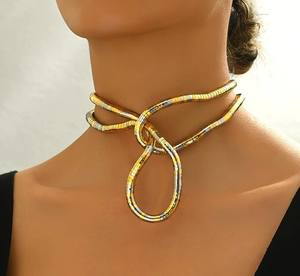 Collana da Donna Punk Senza Ciondolo Cavaliere Oscuro Senza Testa, con Catena a Serpente <span class=keywords><strong>in</strong></span> Acciaio Inossidabile Placcato <span class=keywords><strong>Oro</strong></span> 18k, Alta Qualità, Vendita all'Ingrosso - Product Image 3