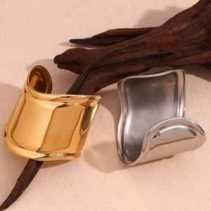 Disesuaikan Stainless Steel Gelang manset modis 18K True <span class=keywords><strong>Gold</strong></span> PVD berlapis wanita gelang Chunky grosir perhiasan Fashion