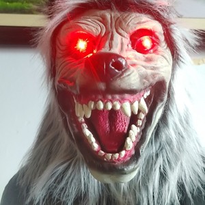 Masque en latex tête de loup démoniaque pour Halloween et Noël, nouveau couvre-chef en peluche loup-<span class=keywords><strong>garou</strong></span> gris, vente directe d'usine transfrontalière pour jeu de rôle - Product Image 6