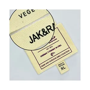 New Fashion Brand Beige Fabric Label Custom Clothing Labels 3D Silicone Print Labels For Clothing
