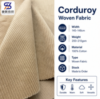 Tissu en velours côtelé 200-210 g/m², chaud, doux, durable, respirant, 100 % coton, pour vestes, pantalons, manteaux, sacs, filles