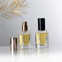 Vente en gros de flacons de parfum classiques rectangulaires en verre, 15 ml, flacon de parfum de voyage avec bouchon pompe