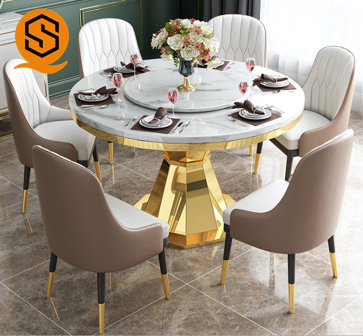 Кухонное домашнее обеденный стол, 6 мест, набор для обеденного стола, мраморная верхняя металлическая ножка, выдвижной обеденный стол и стул