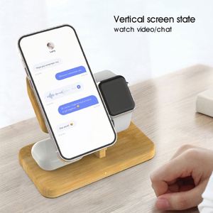 Support de chargeur sans fil moderne 2 en 1 en spandex écologique, station de charge double pour téléphone et montre - Product Image 4