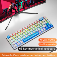 68 touches 60% gamer ordinateur portable ergonomique rgb led rétro-éclairage couleur usb accessoires de jeu teclado clavier mécanique de jeu