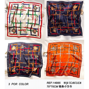 Sciarpa di seta Nvcha 70x70 cm con motivo a catena, quadrata, per donna, accessorio elegante e alla moda - Product Image 3