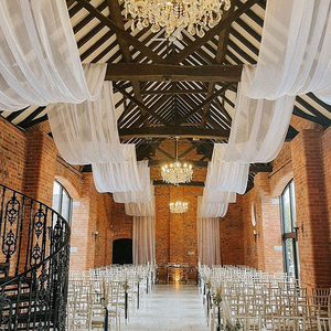 Alta Qualidade Teto Draping Kits para Suprimentos De Casamento Teto Decoração Do Casamento Stage Ceiling Organza Wave Mesh Europa