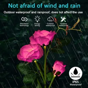 3 teste luci solari Decorative esterne luci <span class=keywords><strong>da</strong></span> <span class=keywords><strong>giardino</strong></span> luce rosa fiore di prato lampada per <span class=keywords><strong>giardino</strong></span> <span class=keywords><strong>giardino</strong></span> cortile arredamento - Product Image 5