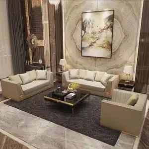 Light Luxury Italian Living Room Furniture Fancy L shape Sofa Set Leather sectional Sofa