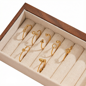 Anillo Abierto Ajustable de Acero Inoxidable para Mujer, Chapado en Oro, Joyería Antiestrés para el Dedo, Colgante con Cuentas, para Regalo Diario, EL MEJOR ANILLO - Product Image 1