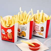 Boîte à frites en papier personnalisée, emballage alimentaire jetable, conteneur à collation en carton pour la restauration rapide
