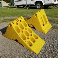 Nouvelles cales de roue XINYUE XYP-20 jaunes en plastique HDPE 100% vierge, antidérapantes, à commande manuelle, pour usage extérieur, taille 400 mm, pour levage de véhicules