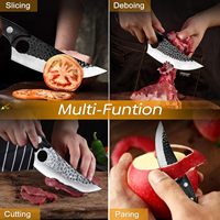Couteau Viking, couteau de boucher forgé à la main avec étui et aiguiseur, couteau à viande japonais pour l'extérieur, le camping, la chasse, le barbecue