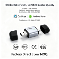 Adaptateur sans fil 2 en 1 CarPlay Android Auto avec Bluetooth 5.4, commande vocale, stable, plug-and-play, dongle universel