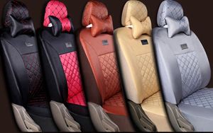 Accesorios de <span class=keywords><strong>Interior</strong></span> de coche Decoración Todo incluido Seda 7 plazas Cojín de asiento de coche Conjunto completo Fundas de asiento de coche deportivo de lujo - Product Image 6