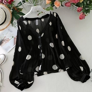 <span class=keywords><strong>2025</strong></span> Koreanische Mode Damen Bluse-Laterne Ärmel V-Ausschnitt Chiffon Shirt (Loose Fit, Single Breasted, Großhandel)