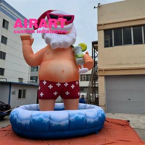 Décoration de Fête de Noël de Style Hawaïen Père Noël Gonflable, Ballon Mascotte Géant Gonflable Père Noël - Product Image 5