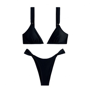 Ensembles de bikinis en nylon personnalisés 2024 pour femmes, simples et sexy, imprimé léopard, maillots de bain deux pièces, vêtements de plage avec lien à nouer - Product Image 5
