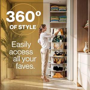 Многоуровневая вращающаяся подставка для обуви на 360 градусов, стеллаж для детских книг, креативная книжная полка для хранения - Product Image 3