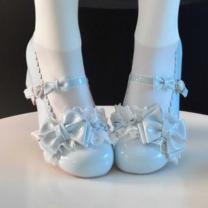 Sweet Lace Trim Mid-Heel Leather Shoes for Women Cute Spring Leather <b>Flats</b> Comfortable & Non-Slip - Product Image 3