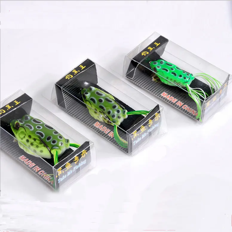Frog Lure Soft Tube Bait Plastic Fishing Lure with Fishing Hooks Topwater Ray Frog Artificial 3D Eyes With packaging