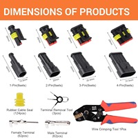 355 pièces de connecteurs de faisceau de câblage automobile DIY à 1, 2, 3 ou 4 trous avec boîtier en nylon étanche pour lampe au xénon, emballés dans une boîte à connecteurs