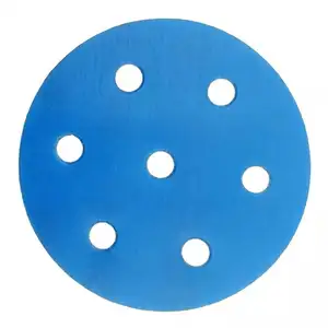 Disco de papel de lija redondo azul de óxido de aluminio, muestra gratis, 5 pulgadas, para molienda de madera, pintura automotriz, disco de papel de lija
