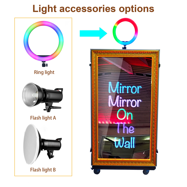 65'' Retro Magic Mirror Photo Booth Best Selling LED Light HD Instant Printing SLR Camera Compatible for Wedding Party