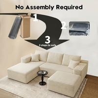 Weißes Modulares L-förmiges Ecksofa mit Tiefsitz Modulares Knochenloses Dickes Stoffsofa Modernes Design für Schlafzimmer