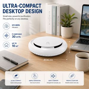Purificateur d'air de bureau H11 HEPA, purificateur d'air compact P-CADR 30m3/h pour la maison, le bureau, la chambre à coucher, petite pièce de 10m2 - Product Image 4