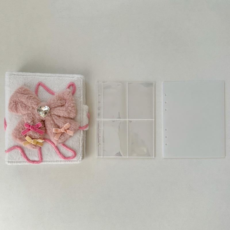 Noeud peluche blanc-2 cloison-20 album à quatre compartiments