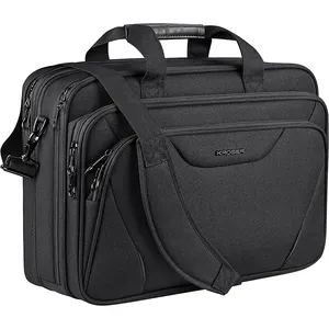 Iş evrak çantası erkekler için 17.3 inç su itici bilgisayar çantası omuzdan askili çanta genişletilebilir Laptop çantası kadar uyar
